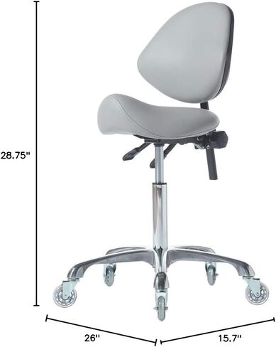 Hydraulic Saddle Rolling Adjustable, Heavy-Duty (450 lbs) Stool Chair for Beauty Salon Massage Dental Clinic Home Office Use(Grey) in Saudi Arabia