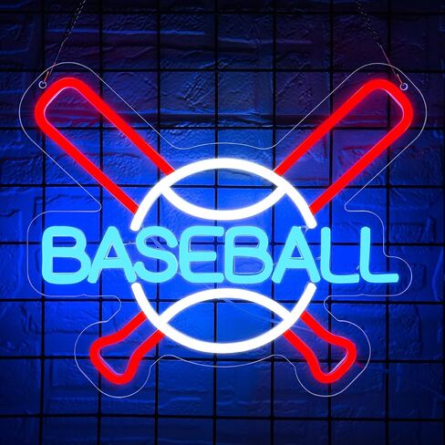 Baseball Neon Sign for Wall Decor Sport Team Neon Light Baseball Fans Neon Sign for Man Cave Dormitory Bar Club Birthday Gifts for Baseball Fans College Student USB Powered(ZKXD318) in Saudi Arabia