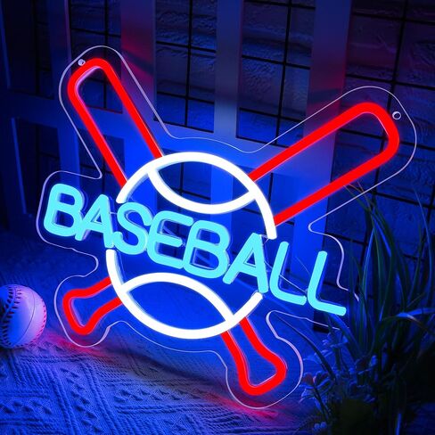 Baseball Neon Sign for Wall Decor Sport Team Neon Light Baseball Fans Neon Sign for Man Cave Dormitory Bar Club Birthday Gifts for Baseball Fans College Student USB Powered(ZKXD318) in Saudi Arabia