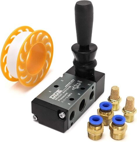 QWORK صمام الملف اللولبي الكهربائي، التحكم اليدوي 1/4 "NPT 5 طريقة 2 موقف الهواء رافعة اليد تعمل صمام دفع سحب صمام 4H210-08 in Saudi Arabia