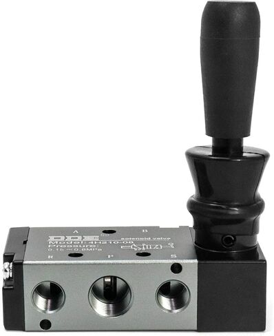 QWORK صمام الملف اللولبي الكهربائي، التحكم اليدوي 1/4 "NPT 5 طريقة 2 موقف الهواء رافعة اليد تعمل صمام دفع سحب صمام 4H210-08 in Saudi Arabia