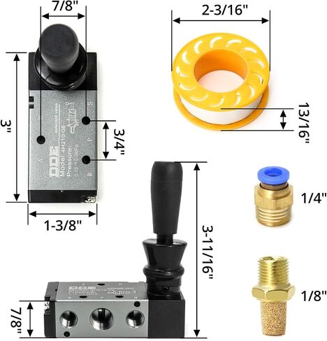 QWORK صمام الملف اللولبي الكهربائي، التحكم اليدوي 1/4 "NPT 5 طريقة 2 موقف الهواء رافعة اليد تعمل صمام دفع سحب صمام 4H210-08 in Saudi Arabia