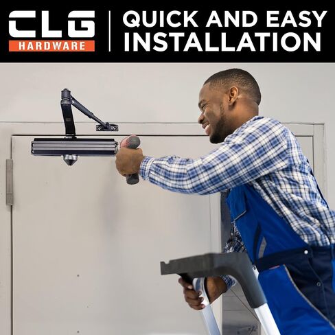 CLG HARDWARE Medium/Heavy Duty Commercial Door Closer DC7016 - Surface Mounted, Grade 1- ADA & UL 3 Hour Fire Rated, Adjustable Size 1-6 for Entrances & Aluminum Storefronts - US26D Aluminum in Kuwait