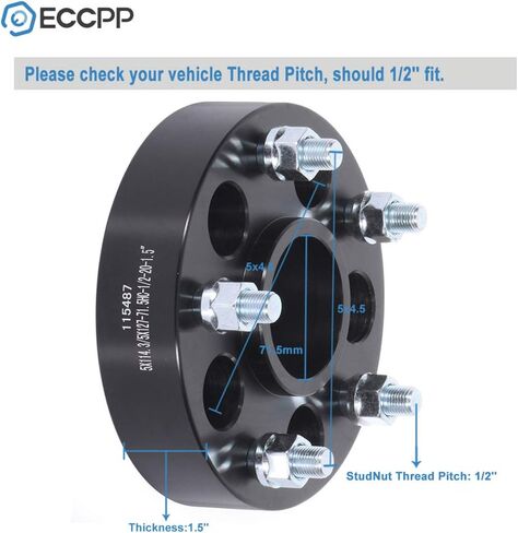 ECCPP 4 قطع 1.5 بوصة 5 محولات فواصل العجلات المركزية 5x4.5 إلى 5x5 5x114.3 إلى 5x127 1/2 بوصة ترصيع 71.5 مم تناسب كراون فيكتوريا 1992-2011| اكسبلورر 1991-2019| من أجل الحرية 2002-2012 in Saudi Arabia
