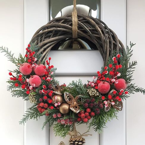 24 PCS Artificial Holly Berry Stems, 21cm Frosted Red Beery Stems Picks for Christmas Tree DIY Supplies Flower Wreath Craft Xmas Garland Home Table Centerpiece Decoration in Saudi Arabia