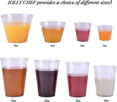 JOLLY CHEF 100 Pack 10 oz Gold Plastic Cups, Clear Plastic Cups Tumblers, Elegant Gold Rimmed Plastic Cups, Disposable Cups with Gold Rim Perfect for Weddings, Thanksgiving Day, Christmas in Saudi Arabia