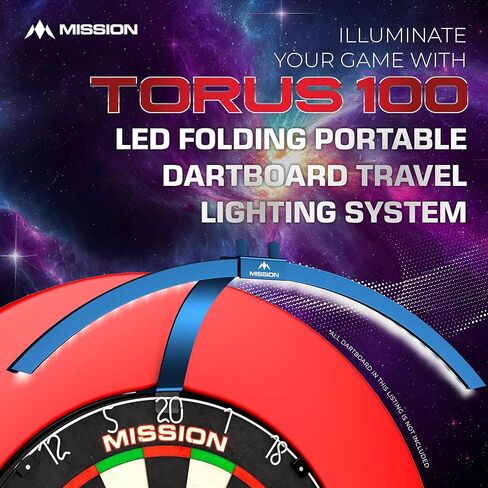 مهمة السهام TOR100 تورس 100 | نظام إضاءة السفر المحمول القابل للطي LED من Dartboard، باللون الأسود الرملي in Kuwait