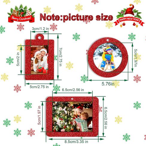 Jetec 30 Pcs Christmas Photo Ornament Frame Xmas Picture Frame Ornament Mini Felt Glitter Hanging Photo Frame Small Holiday Family Picture Frame (Red, Simple) in Saudi Arabia