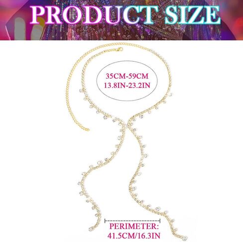 Nicute Rhinestone Y-Necklaces Crystal Long Choker Chain Party Choker Necklaces Jewelry for Women and Girls in Saudi Arabia