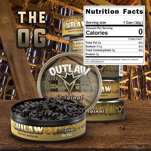 Outlaw Dip - Original - Fat Cut - 6 Pack - Tobacco & Nicotine Free Chew in Kuwait