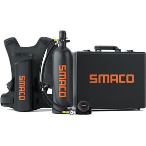 SMACO S700 Mini Scuba Tank 1.9L Portable Mini Scuba Diving Tank Reusable Pony Bottle with 25-30 Minutes Backup Diving Air Tank Kit Diving Oxygen Cylinder for Underwater Exploration Rescue in Kuwait