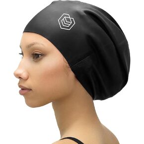 Large Swimming Cap for Long Hair - Designed for Long Hair, Dreadlocks, Weaves, Hair Extensions, Braids, Curls & Afros - Women & Men - Silicone