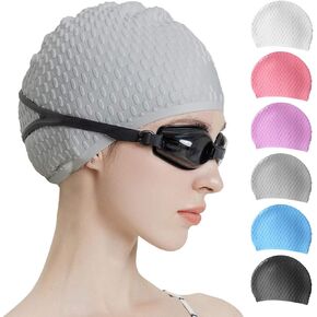 Tripsky Silicone Swim Cap,Comfortable Bathing Cap Ideal for Curly Short Medium Long Hair, Swimming Cap for Women and Men, Shower Caps Keep Hairstyle Unchanged…