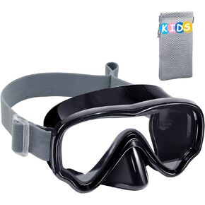 Vvinca Kids-Goggles with Nose Cover, Diving Mask Elastic Fabric Strap Anti Fog Anti Shattered Lens for Kids Swim Goggles 3-14