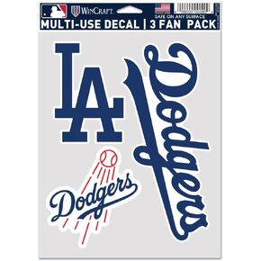 WinCraft MLB Los Angeles Dodgers Decal Multi Use Fan 3 Pack, Team Colors, One Size