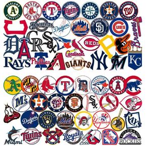 AcAliA 60 Pcs Sports Stickers,Baseball Stickers,30 Baseball Team Logo Stickers+30 Baseball Ball Stickers,Hydroflask Bottles Waterproof Vinyl Stickers (60M)