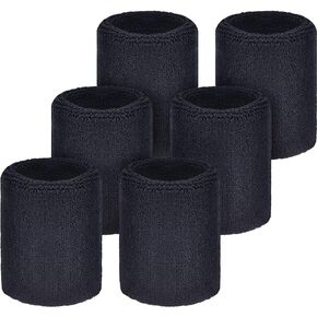 6 Pack Wrist Sweatbands Tennis Wrist Bands Absorbent Sweatbands for Football Basketball Running Athletic Sports and Working Out
