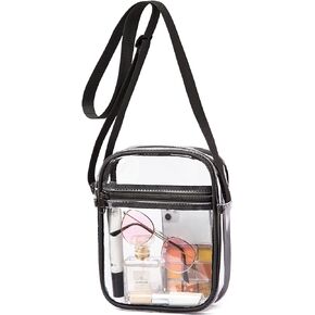 Vorspack Clear Bag Stadium Approved - PVC Clear Purse Clear Crossbody Bag with Front Pocket for Concerts Sports Festivals