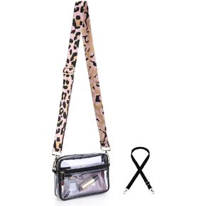 LIERWOI Clear Crossbody Purse Stadium Approved,PVC Waterproof Clear Bag Concert Stadium Clear Crossbody Bag with 2 straps
