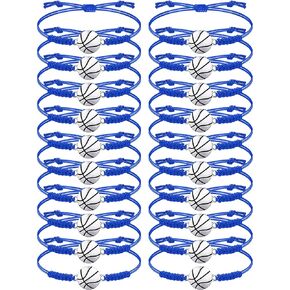 Jadive 20 Pieces Basketball Bracelets Adjustable Basketball Charm Bracelet Basketball Cord Braided Rope Bracelet with Charm Gifts for Girl Teens Most Sport Team Players