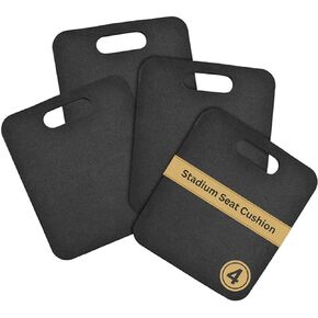 XCEL Stadium Seat Cushion (4 Pack), Multi-Use Kneeling Pads, Thick Bleacher Cushion Stadium Seats for Sports, Outdoor Seating, Garage, Yoga - Water Resistant and Soft (12" x 11" x 1") (Black)