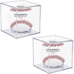 2 Pack Baseball Display Case, UV Protected Acrylic Boxes for Display,Clear Display Case Baseball Cube Memorabilia Showcase Autograph Ball Protector
