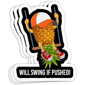 Swingers Pineapple Swinging Lifestyle Funny Swinger Gift Decorations - 4x3 Vinyl Stickers, Laptop Decal, Water Bottle Sticker (Set of 3)