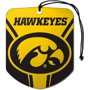 FANMATS 61613 NCAA Iowa Hawkeyes Hanging Car Air Freshener, 2 Pack, Black Ice Scent, Odor Eliminator, Shield Design with Team Logo