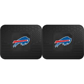 FANMATS 8887 Buffalo Bills 2-Piece Heavy Duty Vinyl Car Mat Set, Front Row Floor Mats, All Weather Protection, Universal Fit, Deep Resevoir Design