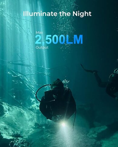 APLOS AP02 Scuba Diving Flashlight, 2500 Lumen Dive Light with 4 Modes Power Indicator, Waterproof Underwater Dive Torch with Rechargeable 5000mAh Battery & Charger in Kuwait