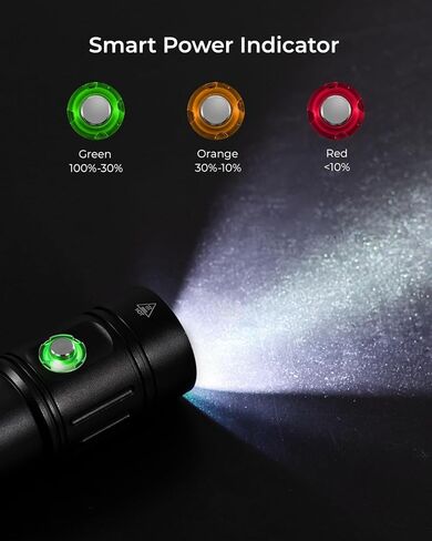 APLOS AP02 Scuba Diving Flashlight, 2500 Lumen Dive Light with 4 Modes Power Indicator, Waterproof Underwater Dive Torch with Rechargeable 5000mAh Battery & Charger in Kuwait