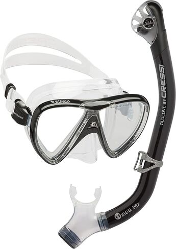 Cressi Adult Snorkeling Kit, Mask & Dry Snorkel - Quality for Exploring Underwater - Ikarus & Orion Dry: Designed in Italy in Saudi Arabia