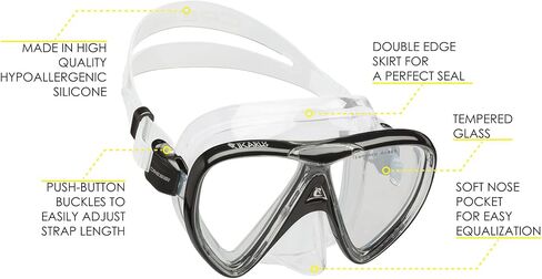 Cressi Adult Snorkeling Kit, Mask & Dry Snorkel - Quality for Exploring Underwater - Ikarus & Orion Dry: Designed in Italy in Saudi Arabia