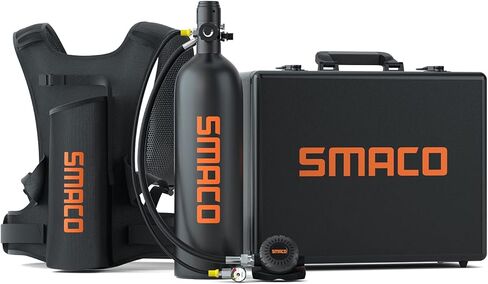 SMACO S700 Mini Scuba Tank 1.9L Portable Mini Scuba Diving Tank قابل لإعادة الاستخدام زجاجة المهر مع 25-30 دقيقة احتياطية للغوص طقم خزان هواء للغوص أسطوانة الأكسجين لإنقاذ الاستكشاف تحت الماء in Kuwait