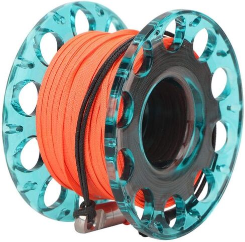 Diving Spool Reel,30m Scuba Diving Finger Spool Reel Durable Plastic Underwater Cave Diving Snorkeling Finger Spool Guide Line with Double Ended Bolt Clip ( Blue) in Saudi Arabia