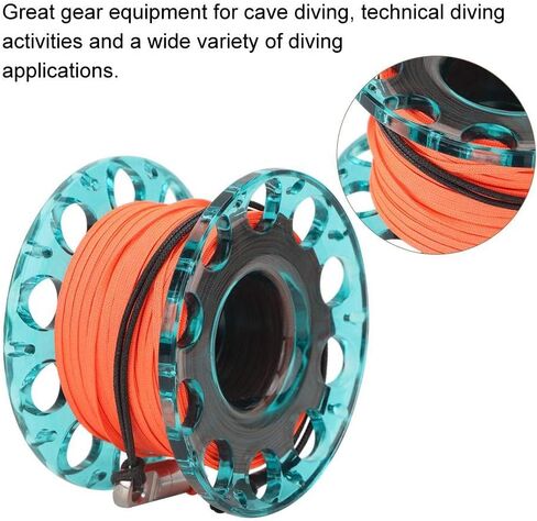 Diving Spool Reel,30m Scuba Diving Finger Spool Reel Durable Plastic Underwater Cave Diving Snorkeling Finger Spool Guide Line with Double Ended Bolt Clip ( Blue) in Saudi Arabia