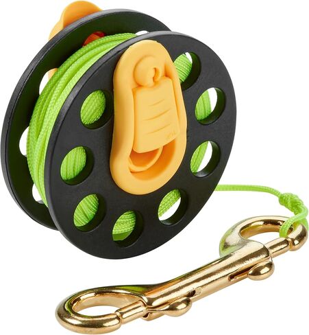 Phantom Aquatics Scuba Diver Compact Deluxe Folding Handle Finger Spool Reel with Hand Winder + Durable Corrosion Resistant Brass Bolt Snap in Saudi Arabia