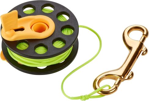 Phantom Aquatics Scuba Diver Compact Deluxe Folding Handle Finger Spool Reel with Hand Winder + Durable Corrosion Resistant Brass Bolt Snap in Saudi Arabia