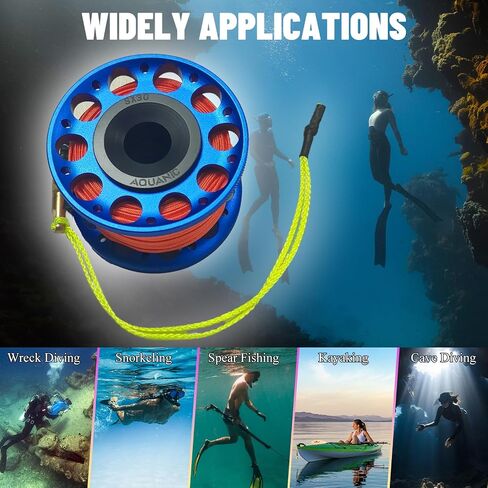 Nitescuba SX30 الغوص بكرة 98FT بكرة الإصبع مع الغوص مزدوجة نهاية الترباس مشبك المفاجئة الألومنيوم الغوص إصبع بكرة بكرة للغوص الغوص الصيد in Saudi Arabia