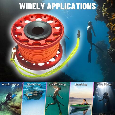 Nitescuba SX30 الغوص بكرة 98FT بكرة الإصبع مع الغوص مزدوجة نهاية الترباس مشبك المفاجئة الألومنيوم الغوص إصبع بكرة بكرة للغوص الغوص الصيد in Saudi Arabia