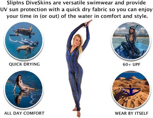 Slip Ins DiveSkins Zippered Full Body Diving Skin with Rash Guard, UV Protection for Surfing, Swimming, Diving, Snorkeling, Water Sports in Kuwait