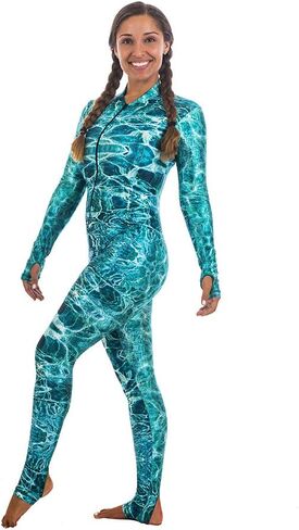 Slip Ins DiveSkins Zippered Full Body Diving Skin with Rash Guard, UV Protection for Surfing, Swimming, Diving, Snorkeling, Water Sports in Kuwait