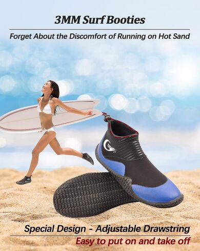 أحذية غوص من النيوبرين، أحذية غوص سكوبا لركوب الأمواج للرجال والنساء 3 مم، أحذية زعانف مائية مع نعل مطاطي ممتاز مضاد للانزلاق للرياضات المائية والغطس in Kuwait