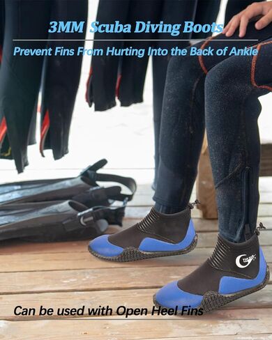 أحذية غوص من النيوبرين، أحذية غوص سكوبا لركوب الأمواج للرجال والنساء 3 مم، أحذية زعانف مائية مع نعل مطاطي ممتاز مضاد للانزلاق للرياضات المائية والغطس in Kuwait