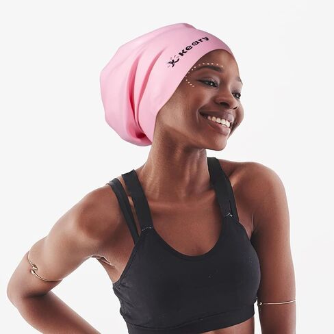 Keary Extra Large Swim Cap for Braids and Dreadlocks Extensions Weaves Long Hair, Waterproof Silicone Cover Ear Bath Pool Shower Swimming Cap for Adult Youth to Keep Hair Dry, Easy to Put On and Off in Saudi Arabia