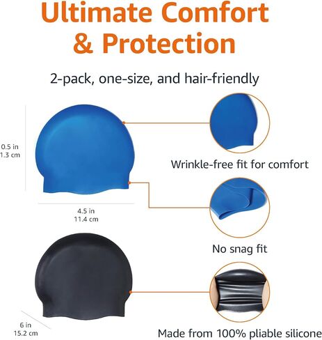 Amazon Basics Silicone Unisex Swim Caps in Saudi Arabia