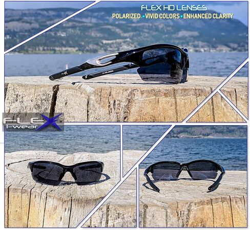 FLEX Polarized Sports Sunglasses for Men & Women. Ultra Tough Lightweight Frame w/HD lens for Cycling Driving Fishing Golf in Saudi Arabia