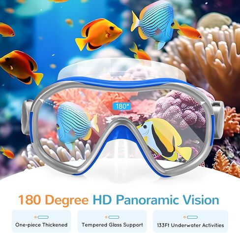 نظارات واقية للأطفال مع غطاء للأنف، نظارات سباحة للشباب (6-14)، قناع غوص مضاد للضباب رؤية واضحة 180 درجة مع سدادات الأذن، حقيبة شبكية للتخزين، نظارات غوص in Kuwait