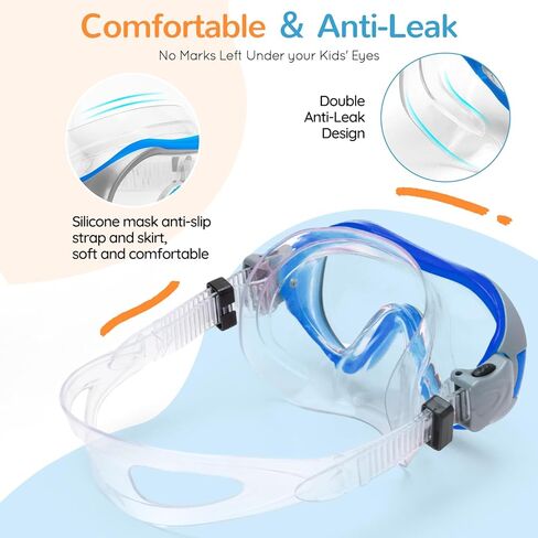 نظارات واقية للأطفال مع غطاء للأنف، نظارات سباحة للشباب (6-14)، قناع غوص مضاد للضباب رؤية واضحة 180 درجة مع سدادات الأذن، حقيبة شبكية للتخزين، نظارات غوص in Kuwait