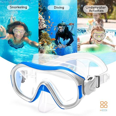 نظارات واقية للأطفال مع غطاء للأنف، نظارات سباحة للشباب (6-14)، قناع غوص مضاد للضباب رؤية واضحة 180 درجة مع سدادات الأذن، حقيبة شبكية للتخزين، نظارات غوص in Kuwait
